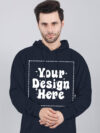 Customize Navy Blue Man Hoodie Glow in Dark Print - Image 4