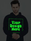Customize Navy Blue Man Hoodie Glow in Dark Print | Indrajeet Print