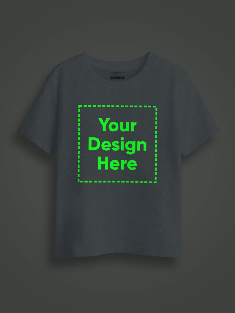 Custom Printed Grey Kids Glow in Dark Tshirt Half Sleeve