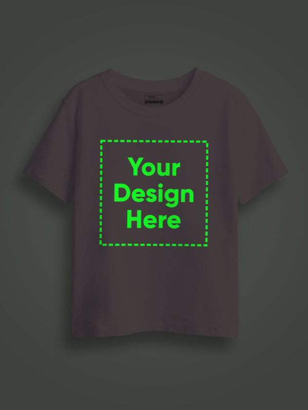 Pink Glow in Dark Custom printed Kids Half Sleeve Tshirt