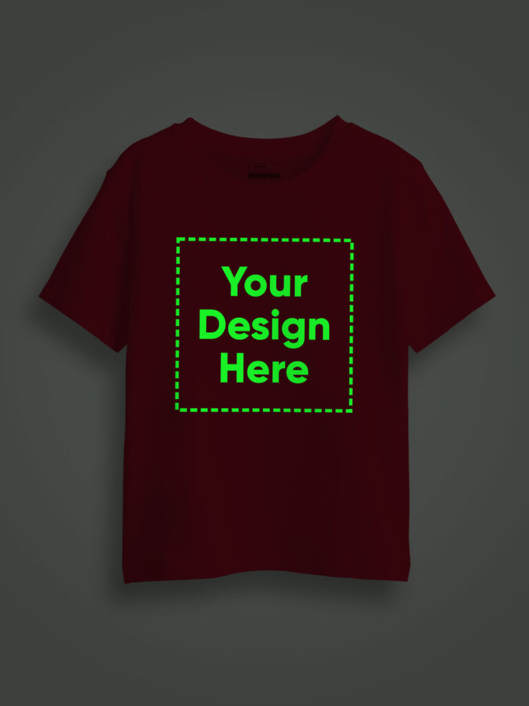 Kids Customize Printed Glow in Dark Half Sleeve Red Tshirt