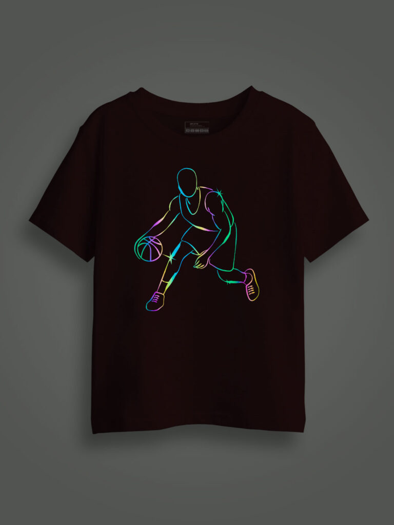 Basket Ball player Rainbow Reflective Kids T-shirt