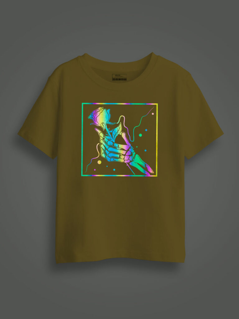 Rose in Sky Rainbow Reflective Kids T-shirt