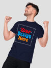 Customize Navy Blue Premium Cotton T-shirt - Image 4