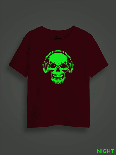 Music Lover Skull Kids Glow Tshirt