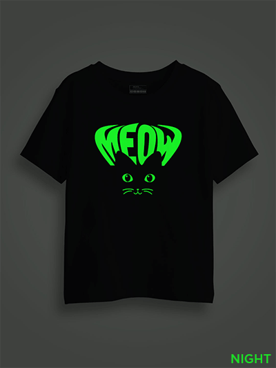 Meow Cat Eye Kids Glow Tshirt