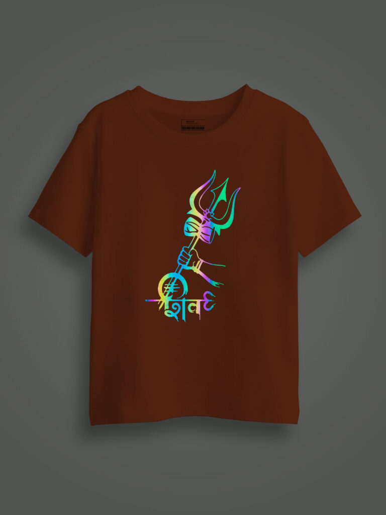 Shiva Trishul Rainbow Reflective Kids T-shirt