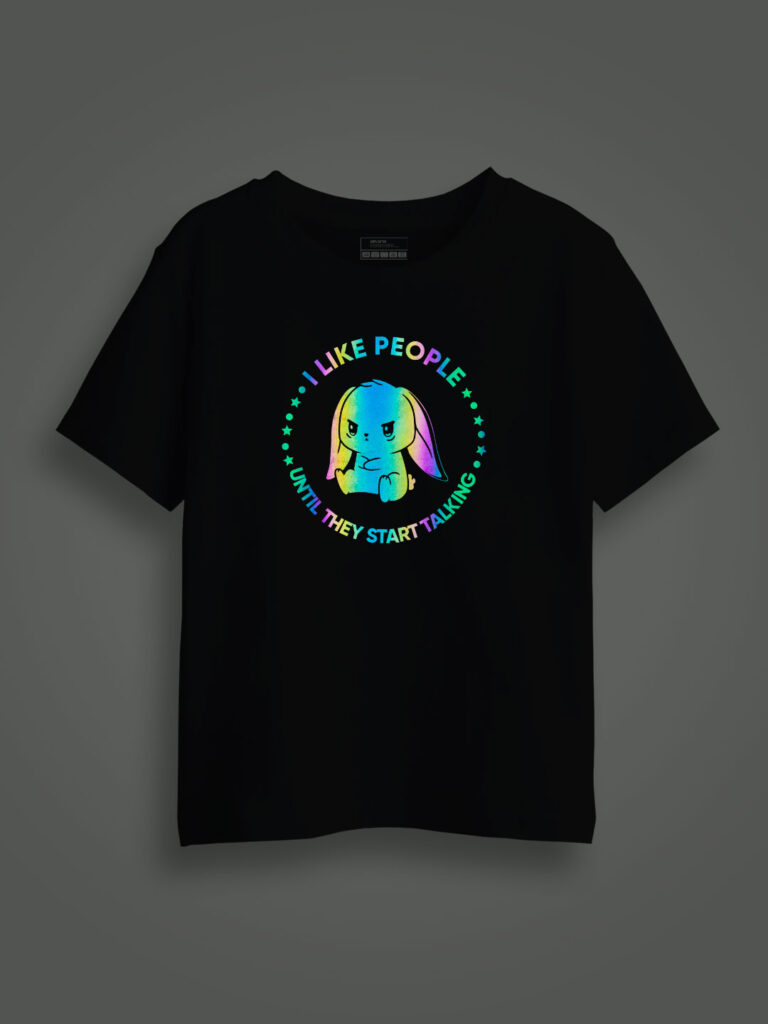 Cute Rabbit Like People Rainbow Reflective Kids T-shirt