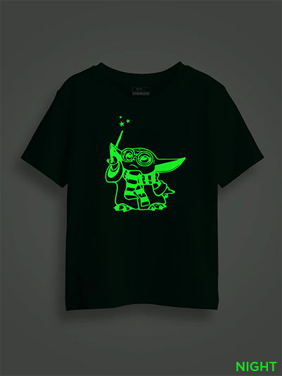 Magician Baby Yoda Kids Glow Tshirt