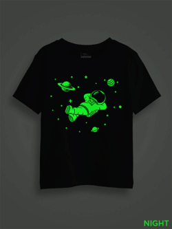 Astronaut with Stars Kids Glow Tshirt