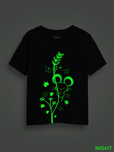 Cute Rat Butterfly Kids Glow in Dark T-shirt