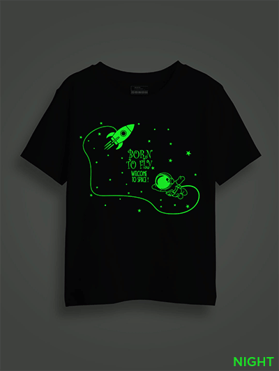 Astronaut Born to Fly Kids Glow Tshirt