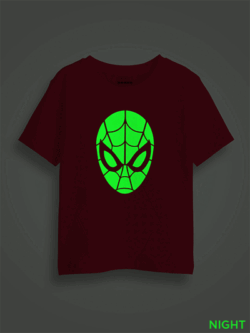 Spiderman Face Kids Glow Tshirt