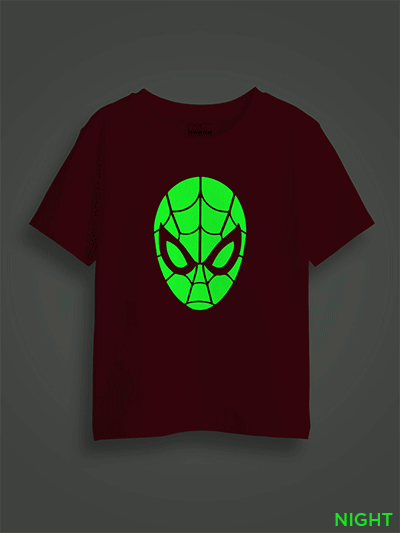 Spiderman Face Kids Glow Tshirt