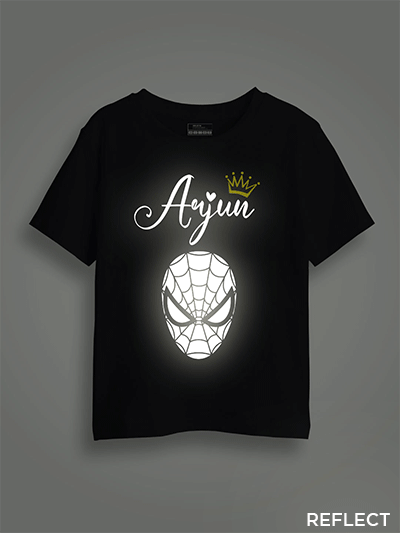 Spider+Name Reflective Kids T-shirt