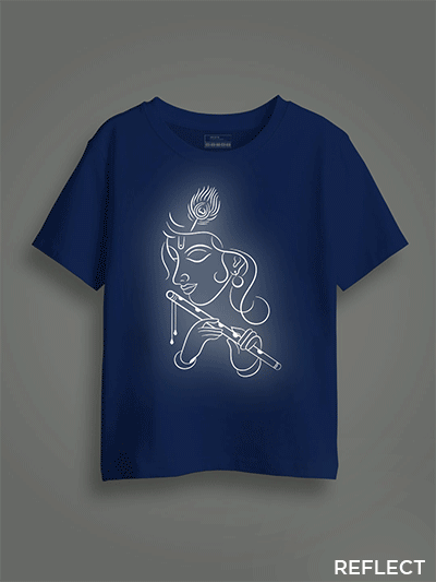 Flute Krishna Reflective Kids Glow Tshirt