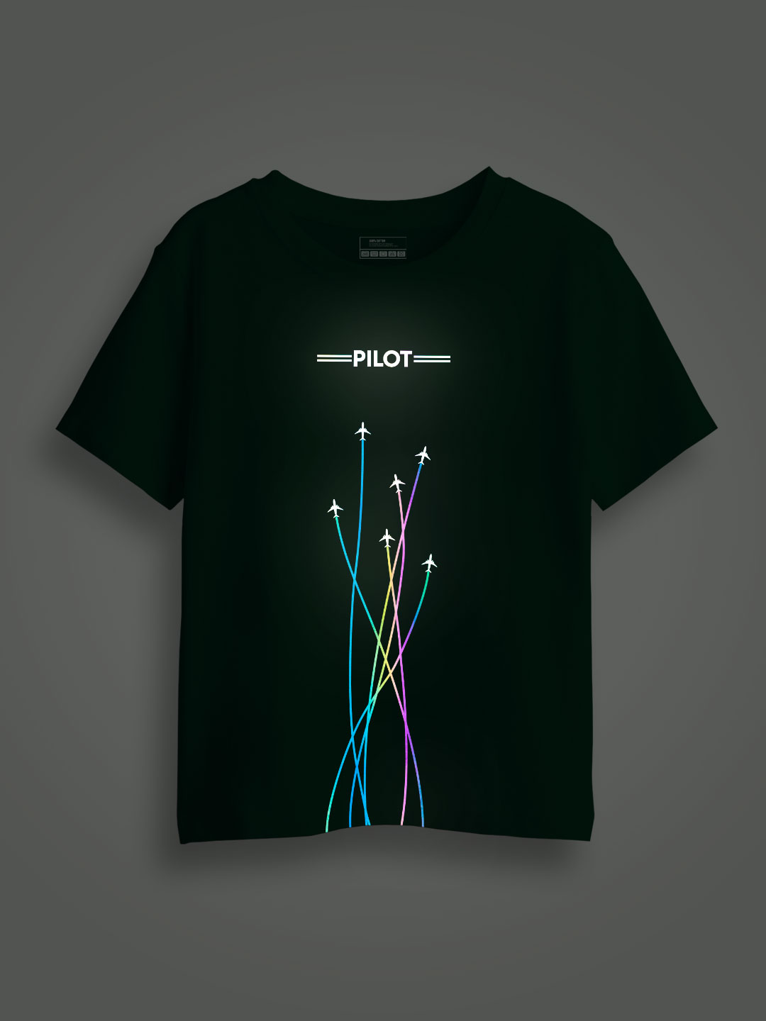 Pilot Fly Rainbow Reflective Kids Glow Tshirt