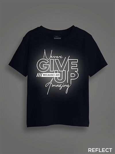 Never Give up Reflective Kids Glow Tshirt
