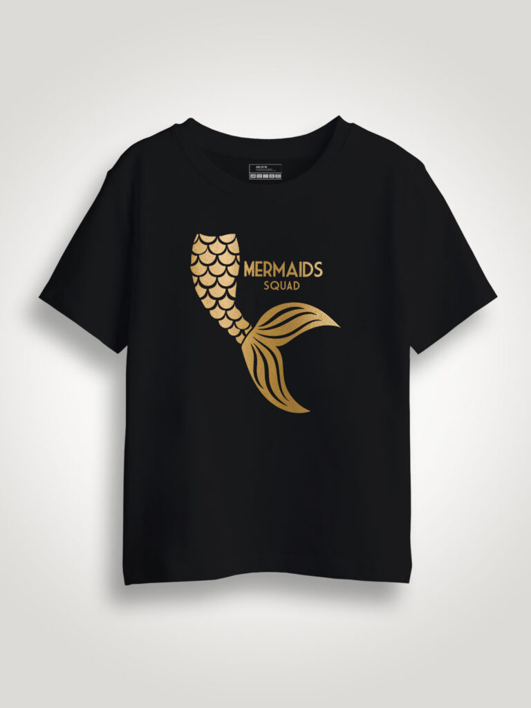 Mermaid Squad Gold Printed Kids T-shirt