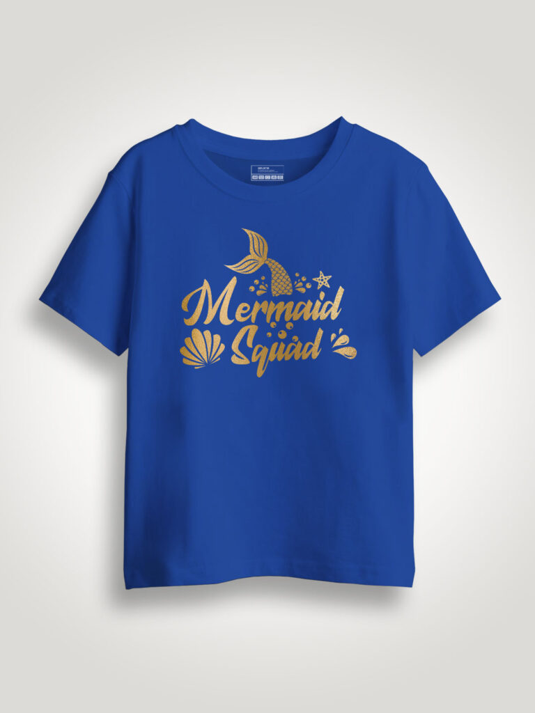 Mermaid Squad Tail Gold Printed Kids T-shirt