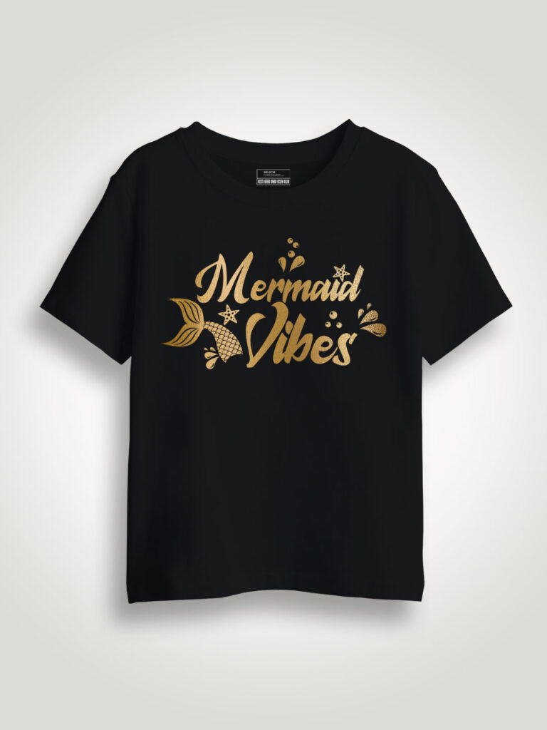 Mermaid Vibes Gold Printed Kids T-shirt