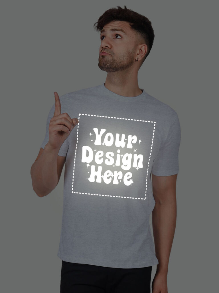 Grey Reflective Print Customize Man Tshirt