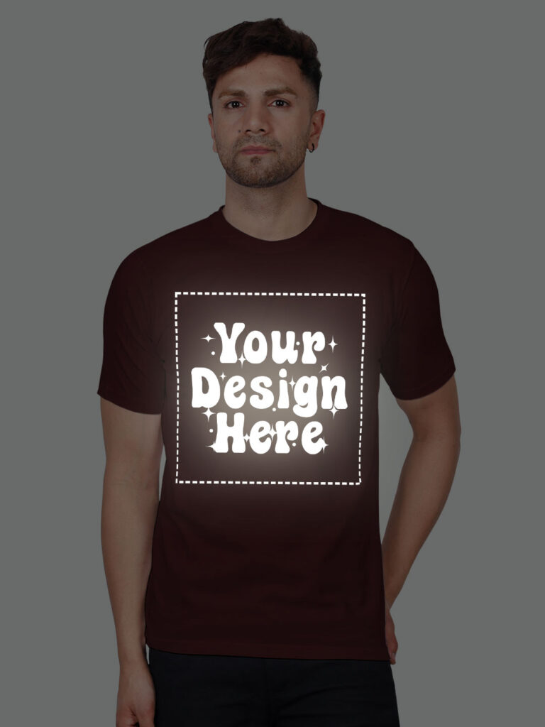 Maroon Reflective Print Customize Man Tshirt
