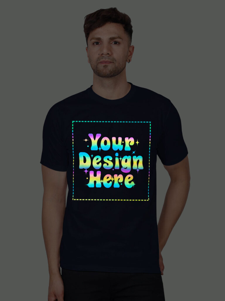 Navy Blue Rainbow Reflective Man Customize Tshirt
