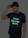 Navy Blue Rainbow Reflective Man Customize Tshirt - Image 3