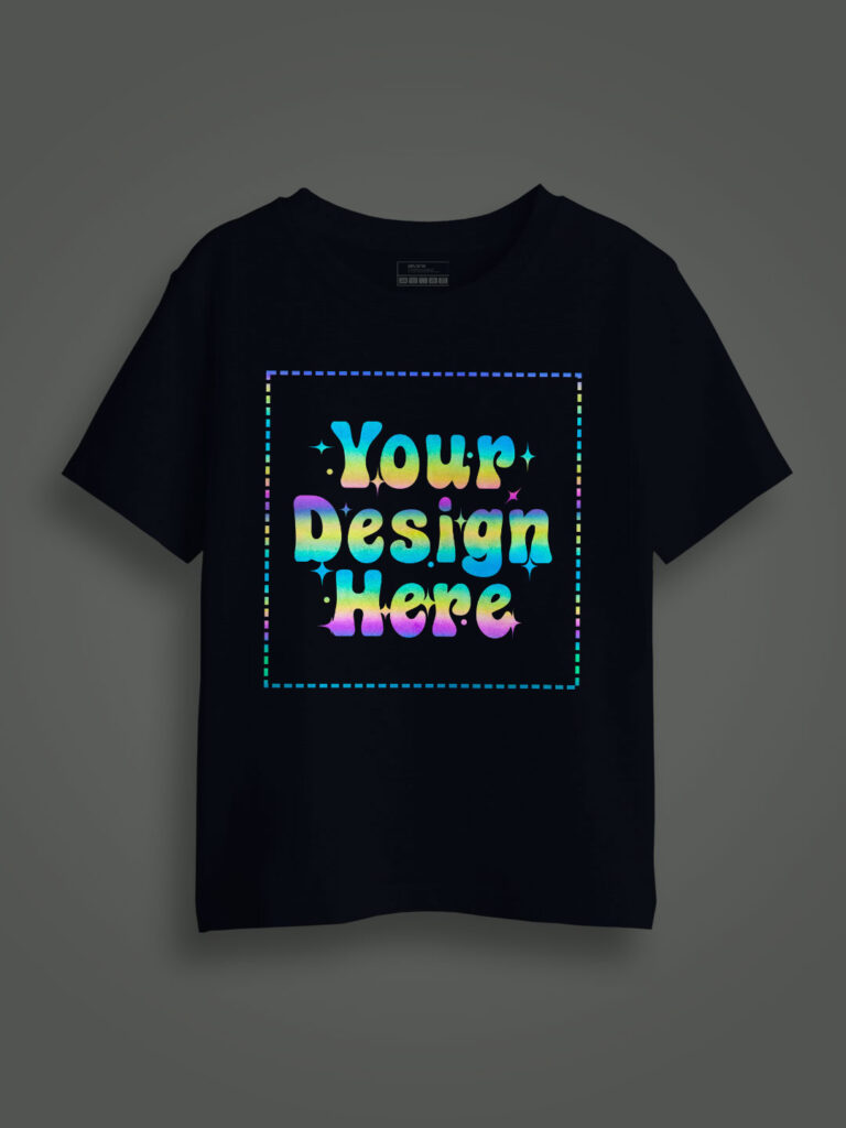 Navy Blue Rainbow Reflective Kids Customize Tshirt