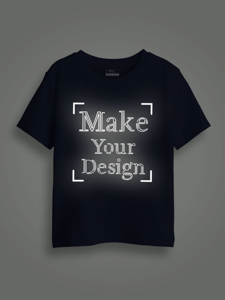 Navy Blue Reflective Print Customize Kids Tshirt