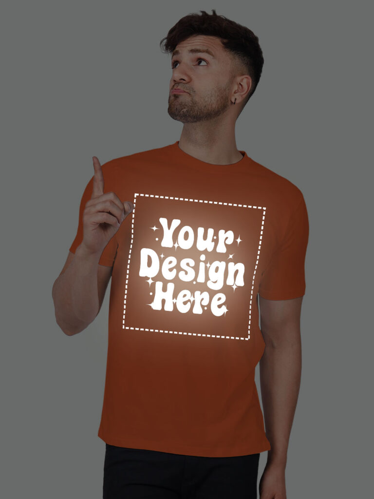 Orange Reflective Print Customize Man Tshirt