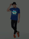 Royal Blue Rainbow Reflective Man Customize Tshirt - Image 5