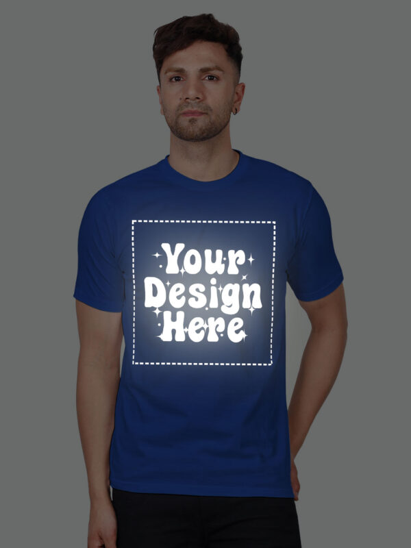 Royal Blue Reflective Print Customize Man Tshirt