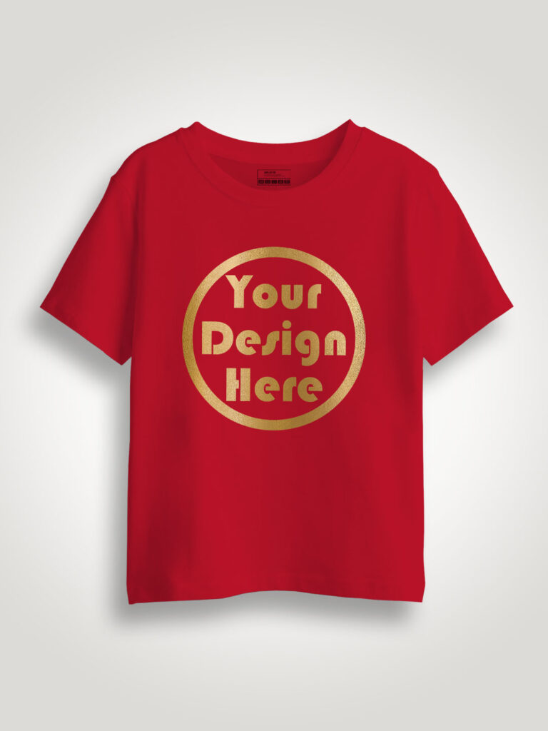 Red Gold Print Customize Kids Tshirt