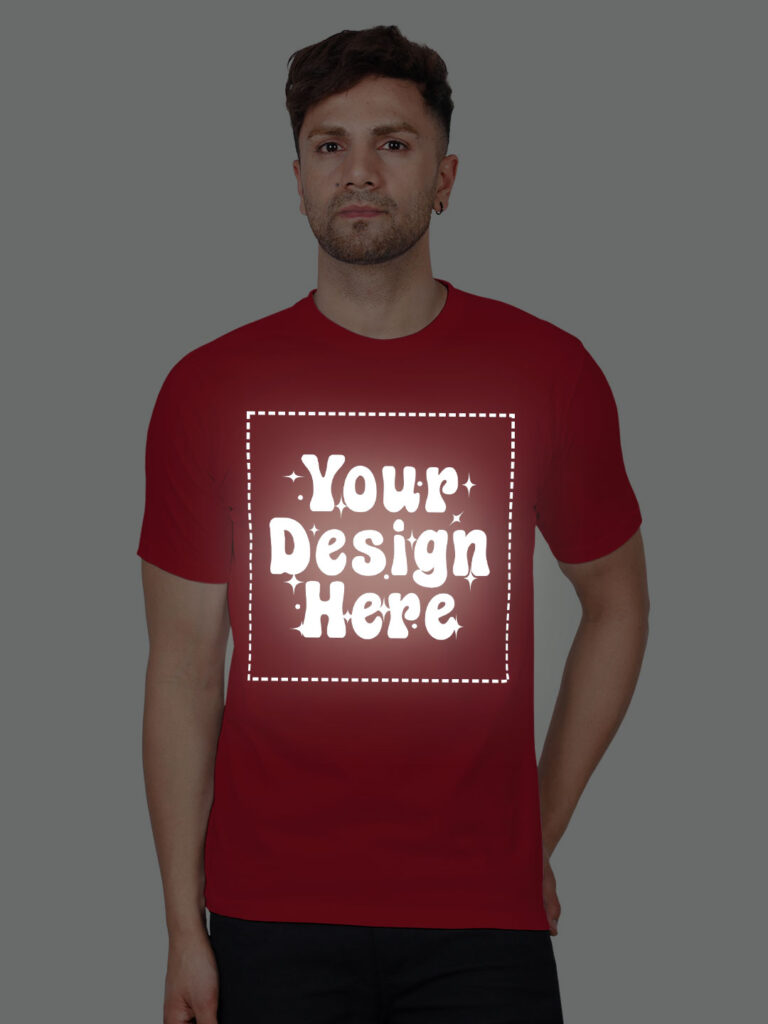 Red Reflective Print Customize Man Tshirt