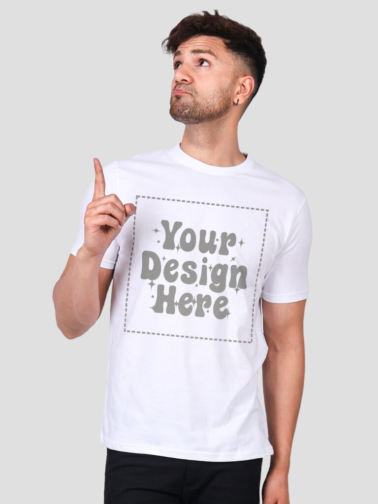 White Reflective Print Customize Man Tshirt image 5