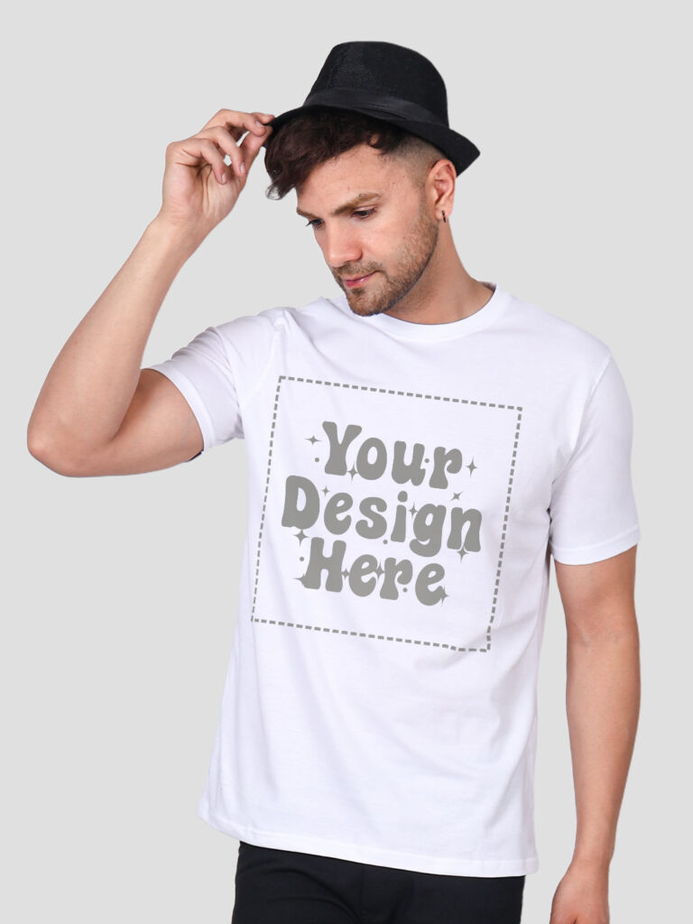 White Reflective Print Customize Man Tshirt image 2