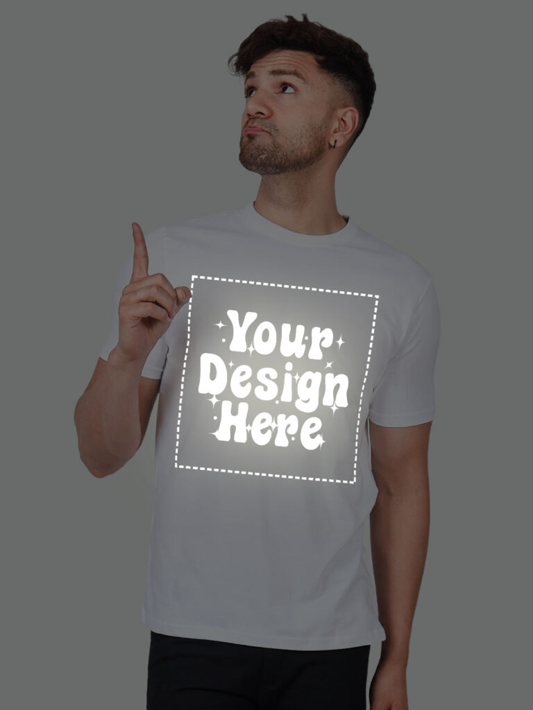White Reflective Print Customize Man Tshirt