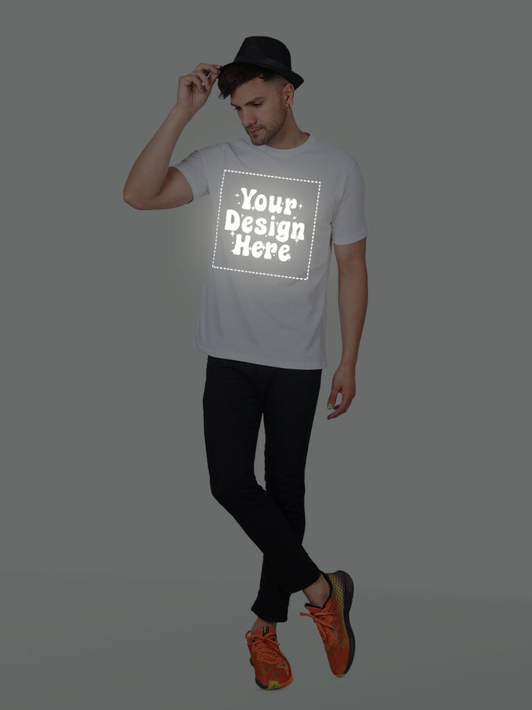 White Reflective Print Customize Man Tshirt image 6