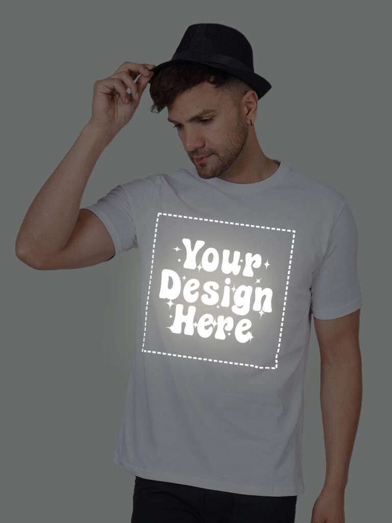 White Reflective Print Customize Man Tshirt image 4