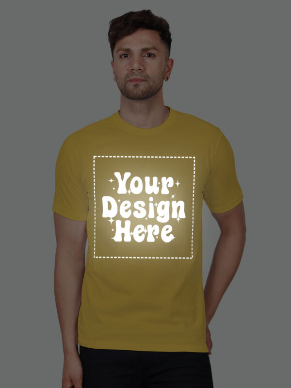 Yellow Reflective Print Customize Man Tshirt
