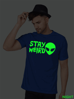 Rblue Cotton Stay Weird Men Glow in Dark T-shirt