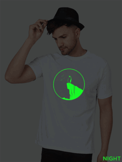 White Cotton Penguin Men Glow in Dark T-shirt