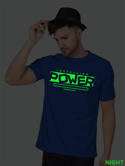 Rblue Cotton Installing Power Men Glow in Dark T-shirt