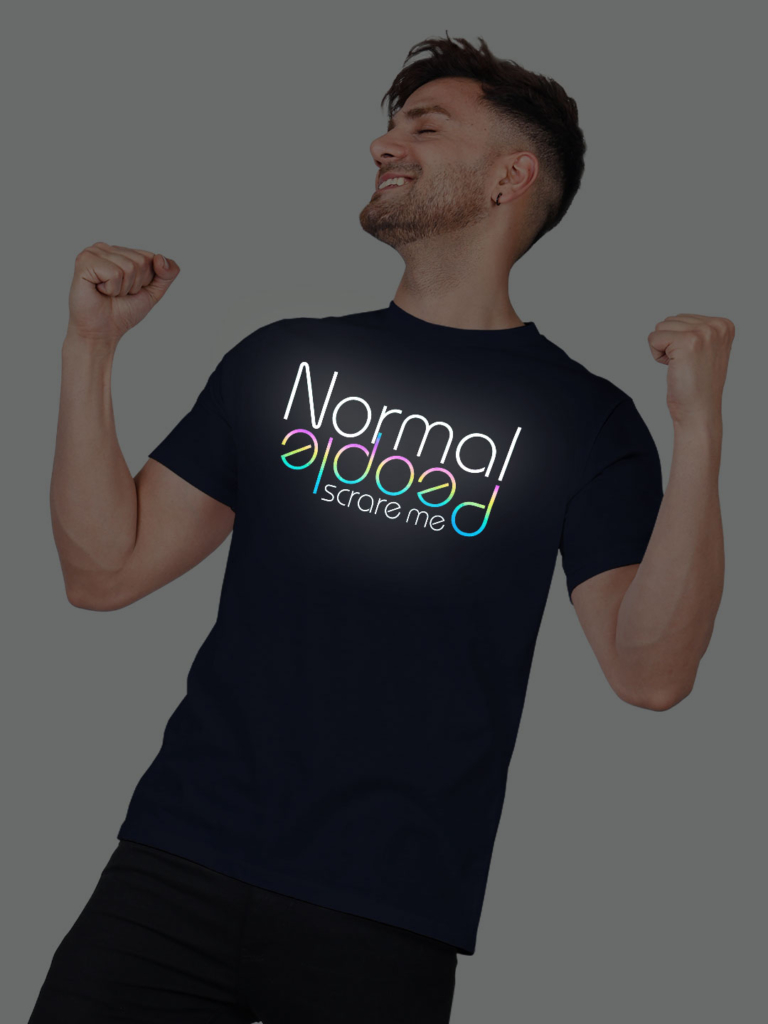 Normal People Scares Me Men Rainbow Reflective T-shirt image 3