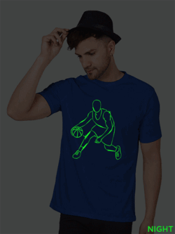Rblue Cotton Basket Ball player Men Glow in Dark T-shirt