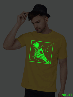 Yellow Cotton Rose in Sky Men Glow in Dark T-shirt