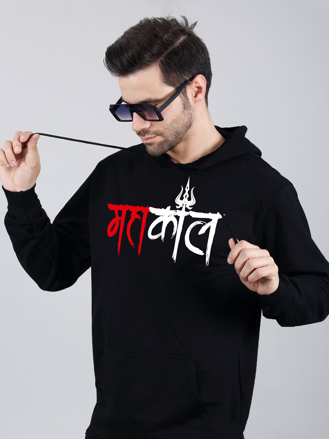 RA026-BLACK-MAN-HOODIE-NORMAL-(3) Mahakaal Man Hoodie Printed | Indrajeet Print