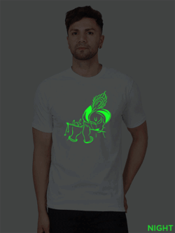 White Cotton Flute Krishna Men Glow in Dark T-shirt